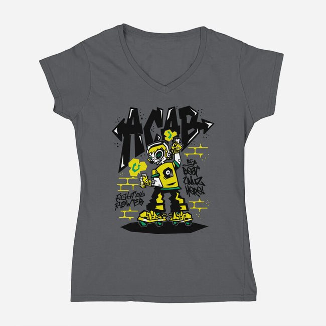 Beat Wuz Here-Womens-V-Neck-Tee-demonigote