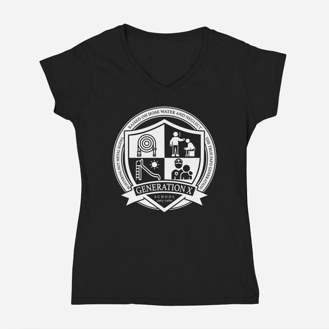 Generation X School-Womens-V-Neck-Tee-DrMonekers
