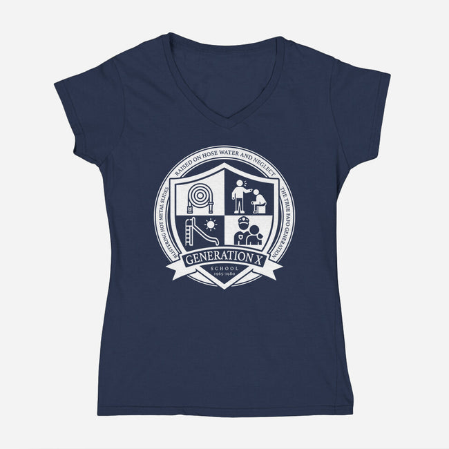 Generation X School-Womens-V-Neck-Tee-DrMonekers