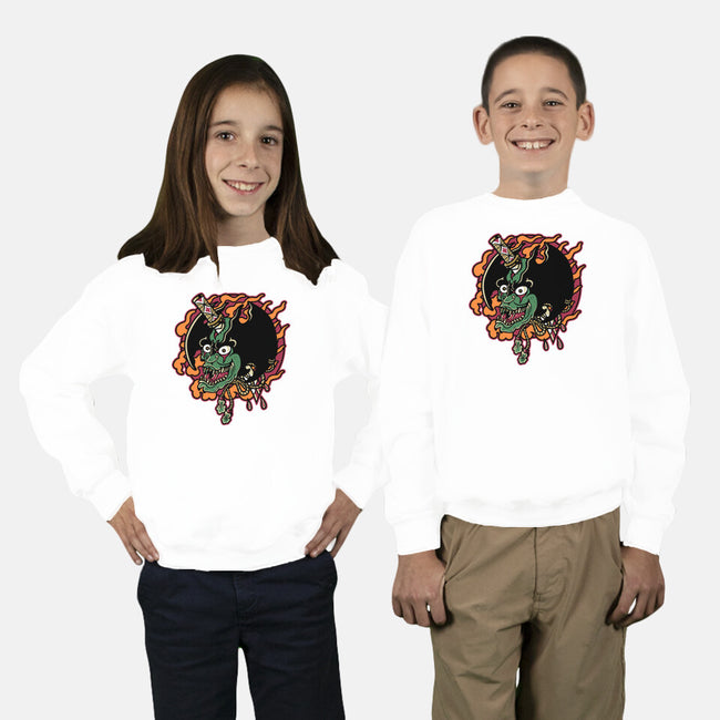 Slayed Devil-Youth-Crew Neck-Sweatshirt-demonigote