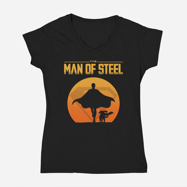 The Man Of Steelian-Womens-V-Neck-Tee-Boggs Nicolas