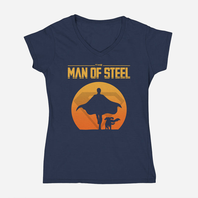 The Man Of Steelian-Womens-V-Neck-Tee-Boggs Nicolas