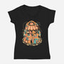 Tiny Fruit Market-Womens-V-Neck-Tee-eduely