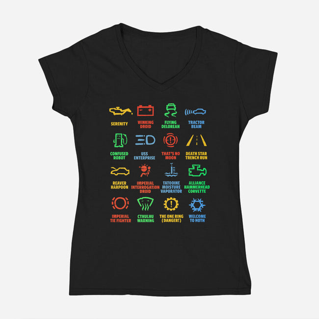 Warning Lights-Womens-V-Neck-Tee-kg07