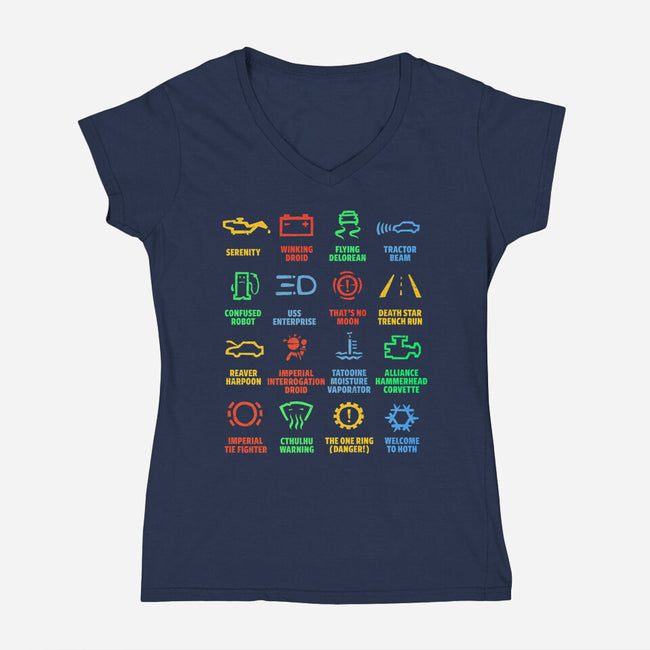 Warning Lights-Womens-V-Neck-Tee-kg07