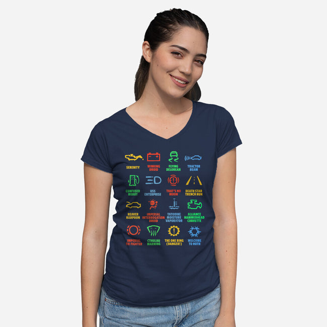 Warning Lights-Womens-V-Neck-Tee-kg07