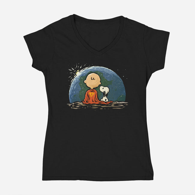 Super Earthrise-Womens-V-Neck-Tee-kg07
