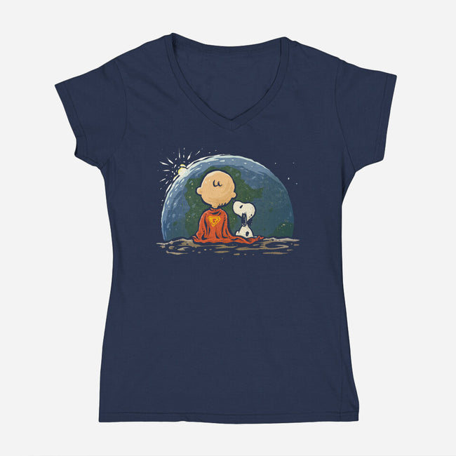 Super Earthrise-Womens-V-Neck-Tee-kg07