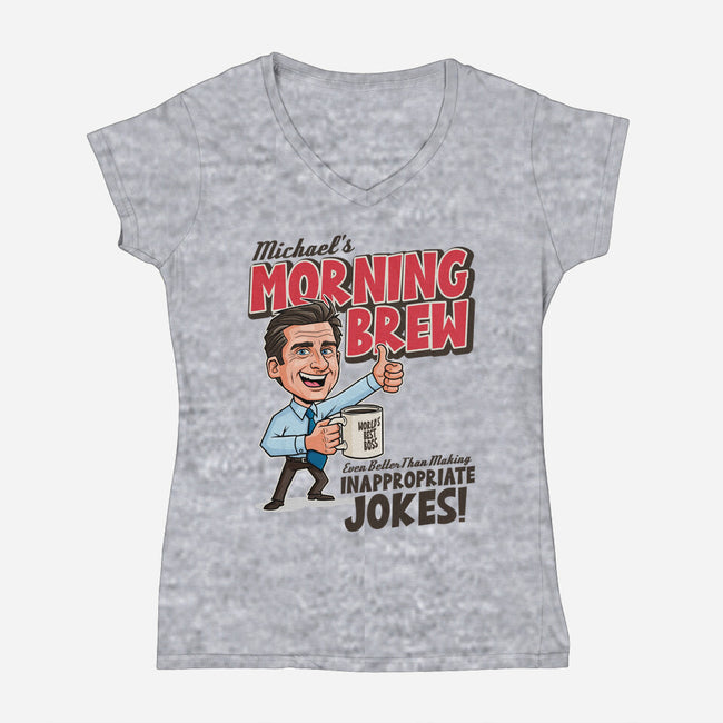 Michael's Morning Brew-Womens-V-Neck-Tee-P1yu5h