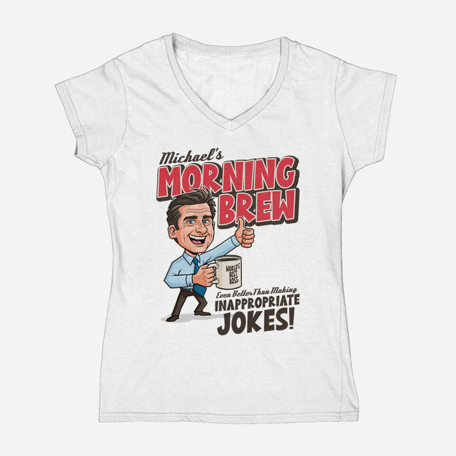Michael's Morning Brew-Womens-V-Neck-Tee-P1yu5h