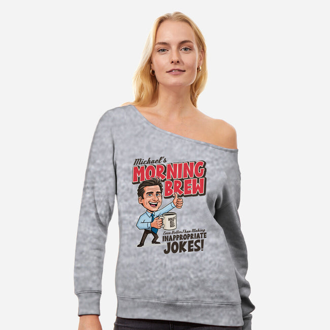 Michael's Morning Brew-Womens-Off Shoulder-Sweatshirt-P1yu5h