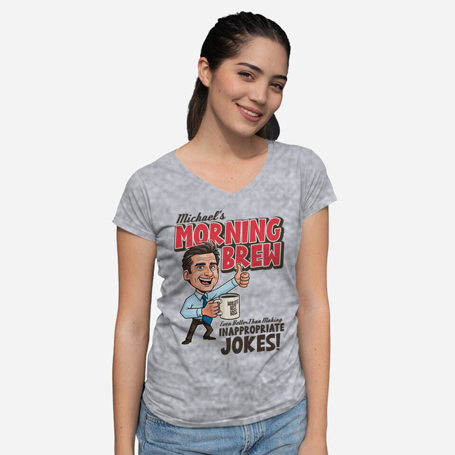 Michael's Morning Brew-Womens-V-Neck-Tee-P1yu5h