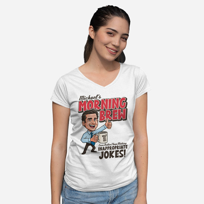 Michael's Morning Brew-Womens-V-Neck-Tee-P1yu5h