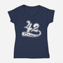 Whale 42-Womens-V-Neck-Tee-rocketman_art