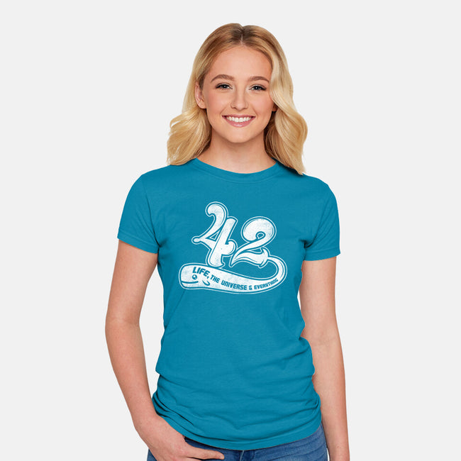 Whale 42-Womens-Fitted-Tee-rocketman_art