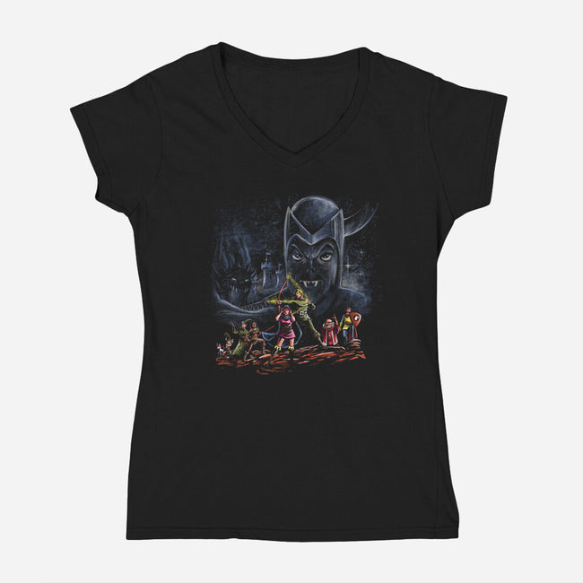 Dungeons Wars-Womens-V-Neck-Tee-zascanauta
