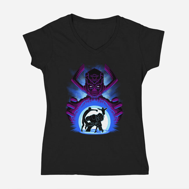 Fantastic Heroes-Womens-V-Neck-Tee-rmatix