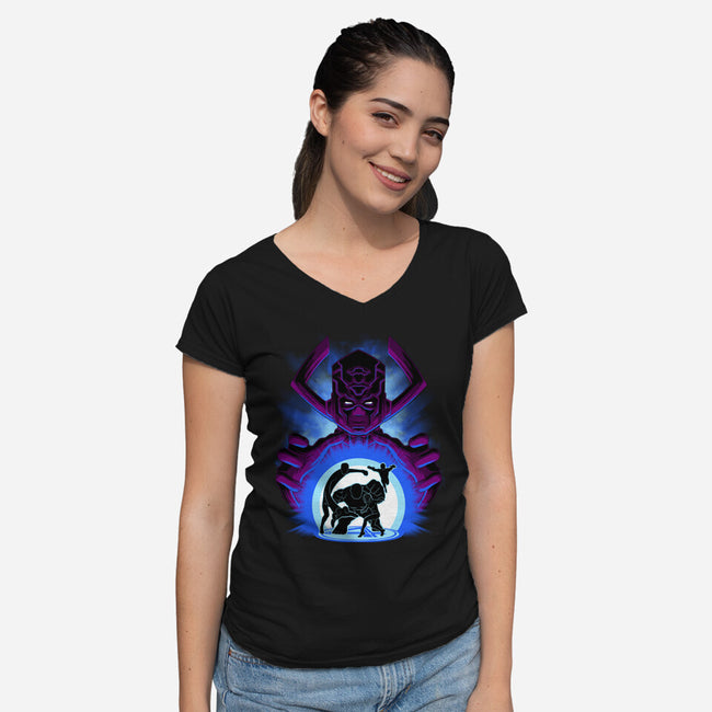 Fantastic Heroes-Womens-V-Neck-Tee-rmatix