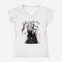 Turbo And Okarun Sumi-e-Womens-V-Neck-Tee-Astrobot Invention
