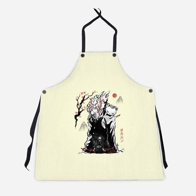 Turbo And Okarun Sumi-e-Unisex-Kitchen-Apron-Astrobot Invention