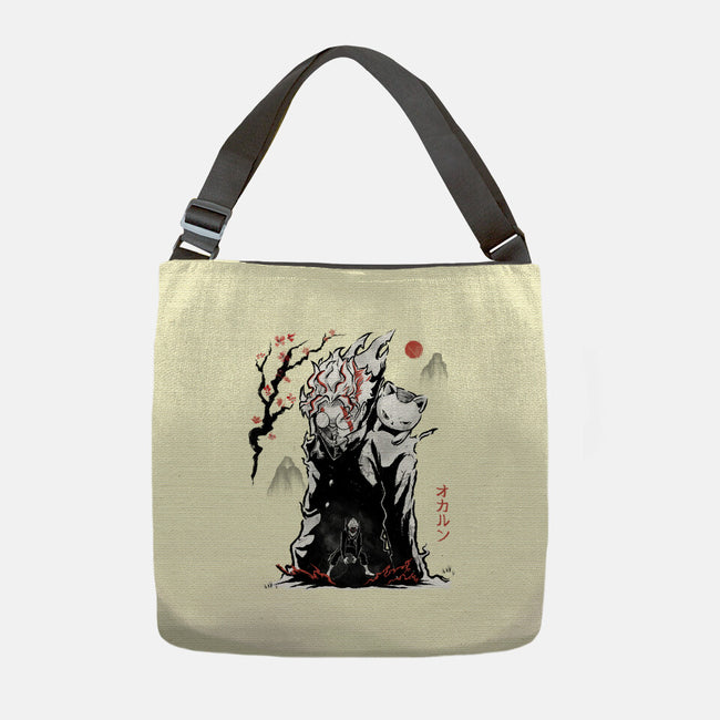 Turbo And Okarun Sumi-e-None-Adjustable Tote-Bag-Astrobot Invention
