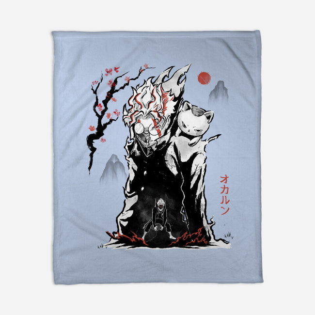 Turbo And Okarun Sumi-e-None-Fleece-Blanket-Astrobot Invention