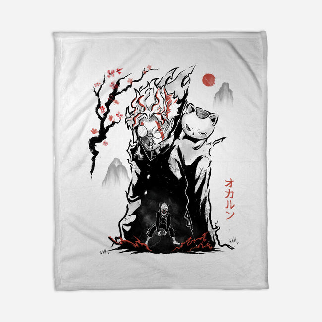 Turbo And Okarun Sumi-e-None-Fleece-Blanket-Astrobot Invention