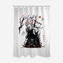 Turbo And Okarun Sumi-e-None-Polyester-Shower Curtain-Astrobot Invention