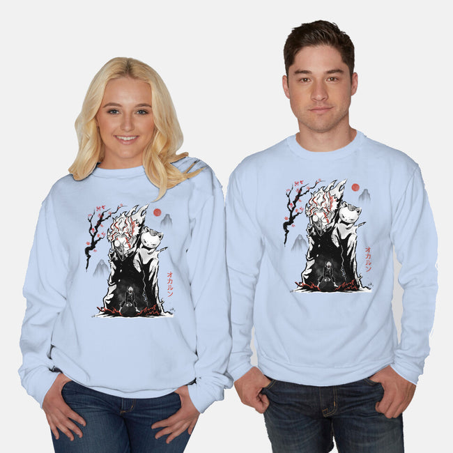 Turbo And Okarun Sumi-e-Unisex-Crew Neck-Sweatshirt-Astrobot Invention