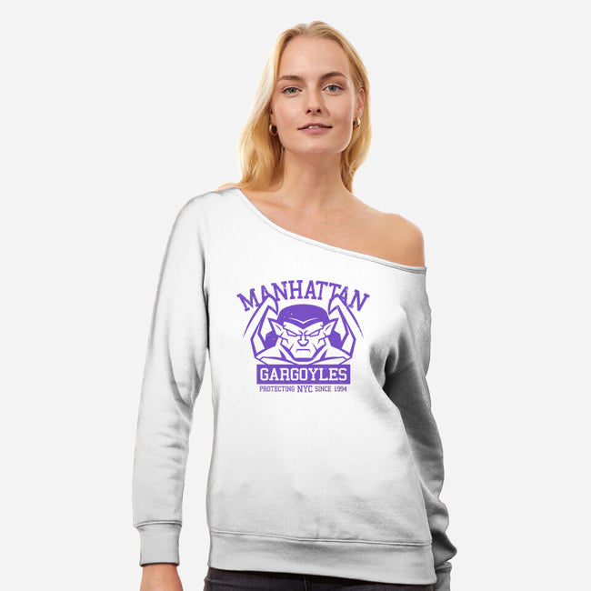 Manhattan Gargoyles-Womens-Off Shoulder-Sweatshirt-Boggs Nicolas
