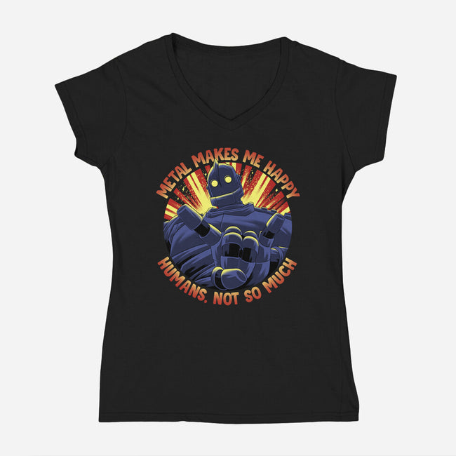 Metal Makes Me Happy-Womens-V-Neck-Tee-rmatix