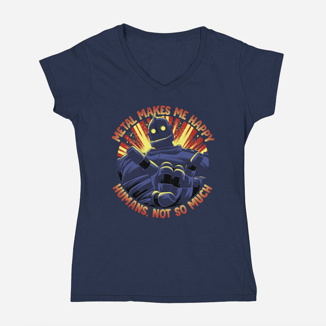 Metal Makes Me Happy-Womens-V-Neck-Tee-rmatix