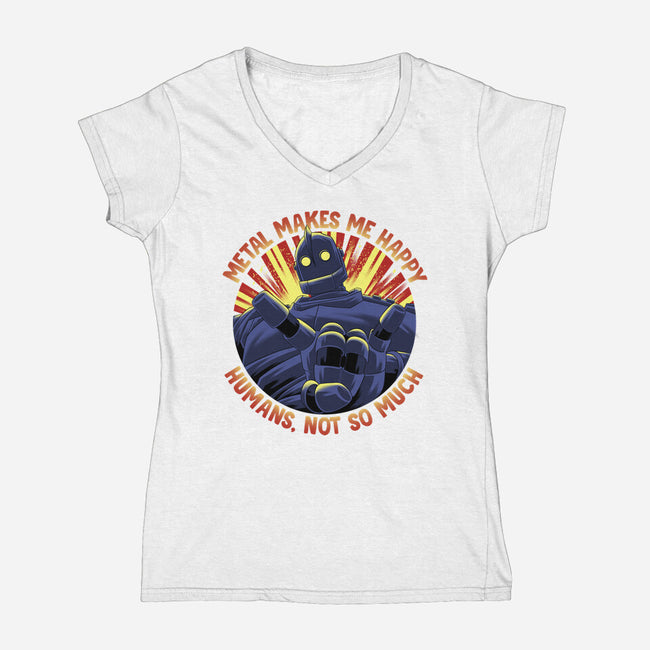 Metal Makes Me Happy-Womens-V-Neck-Tee-rmatix