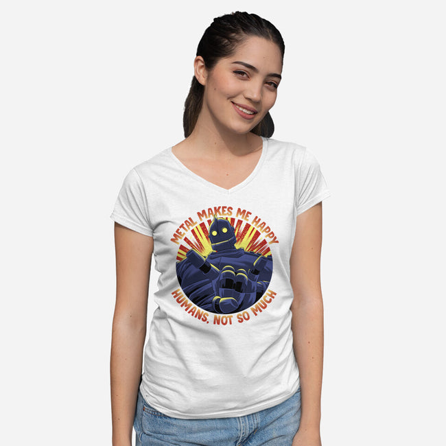 Metal Makes Me Happy-Womens-V-Neck-Tee-rmatix