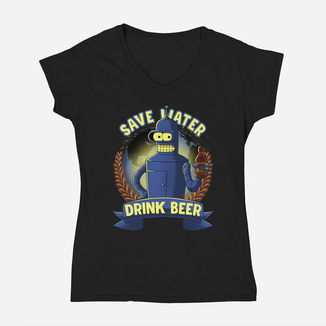 Drink Beer And Save Water-Womens-V-Neck-Tee-rmatix