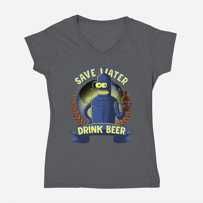 Drink Beer And Save Water-Womens-V-Neck-Tee-rmatix