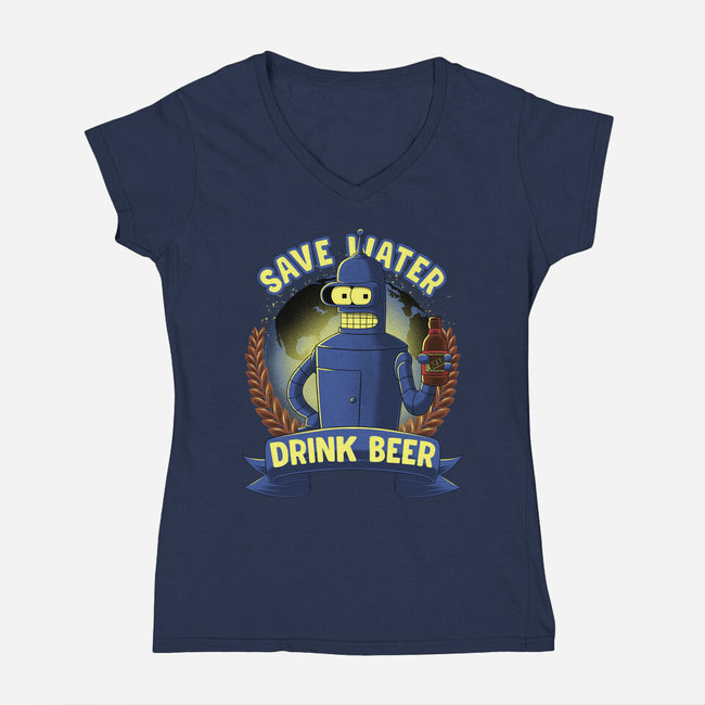 Drink Beer And Save Water-Womens-V-Neck-Tee-rmatix