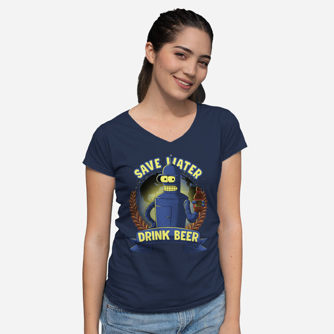 Drink Beer And Save Water-Womens-V-Neck-Tee-rmatix