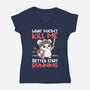 Knight Mouse-Womens-V-Neck-Tee-NemiMakeit