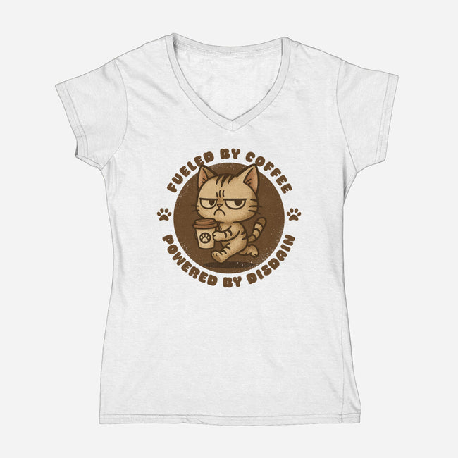 Fueled By Coffee-Womens-V-Neck-Tee-Lorets