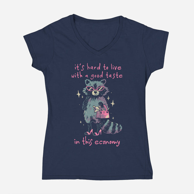 Good Taste Raccoon-Womens-V-Neck-Tee-eduely