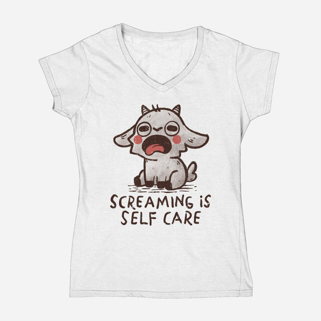 Screaming Is Self Care-Womens-V-Neck-Tee-koalastudio
