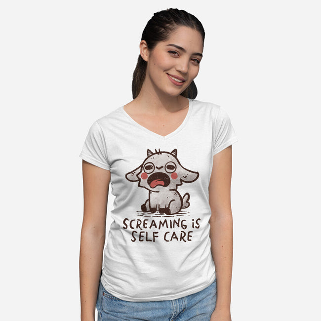 Screaming Is Self Care-Womens-V-Neck-Tee-koalastudio