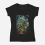 Starry Rex-Womens-V-Neck-Tee-zascanauta