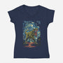 Starry Rex-Womens-V-Neck-Tee-zascanauta