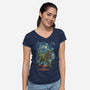 Starry Rex-Womens-V-Neck-Tee-zascanauta