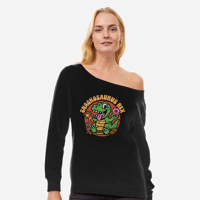 Snackossauro Rex-Womens-Off Shoulder-Sweatshirt-Popnotic