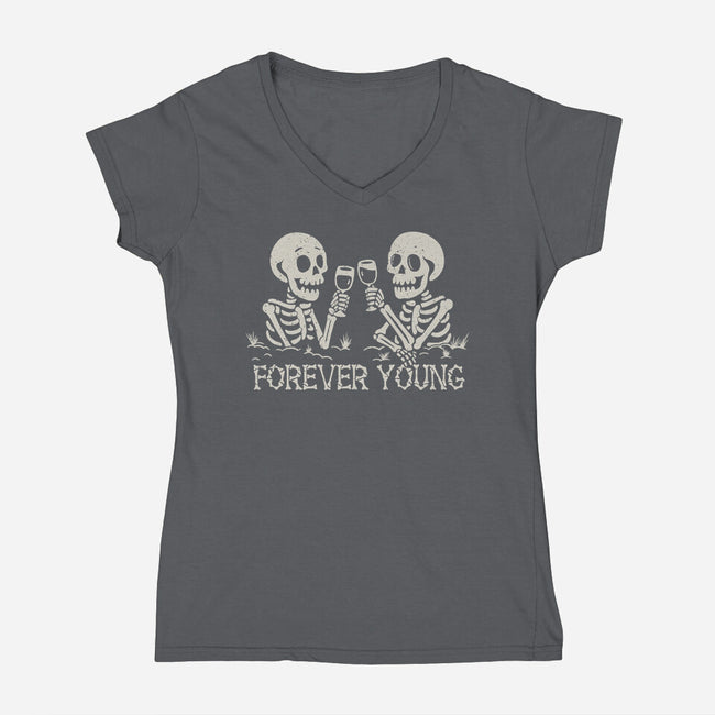 Forever Young-Womens-V-Neck-Tee-NMdesign