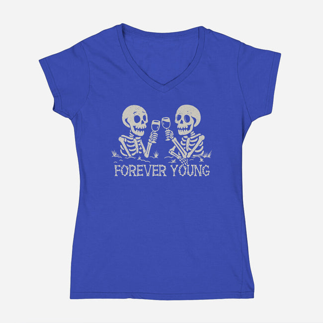 Forever Young-Womens-V-Neck-Tee-NMdesign
