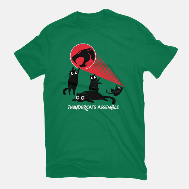 Cats Assemble-Mens-Basic-Tee-rocketman_art